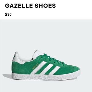Big kids size 5 adidas gazelles green